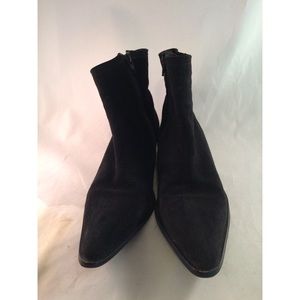 Fruit Black Suede Wedge Heel Ankle Boots